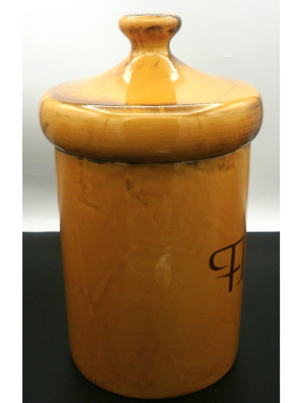 Vintage Mushroom Top Flour Canister Harvest Yellow Brown HOLIDAY DESIGNS - Picture 4 of 11